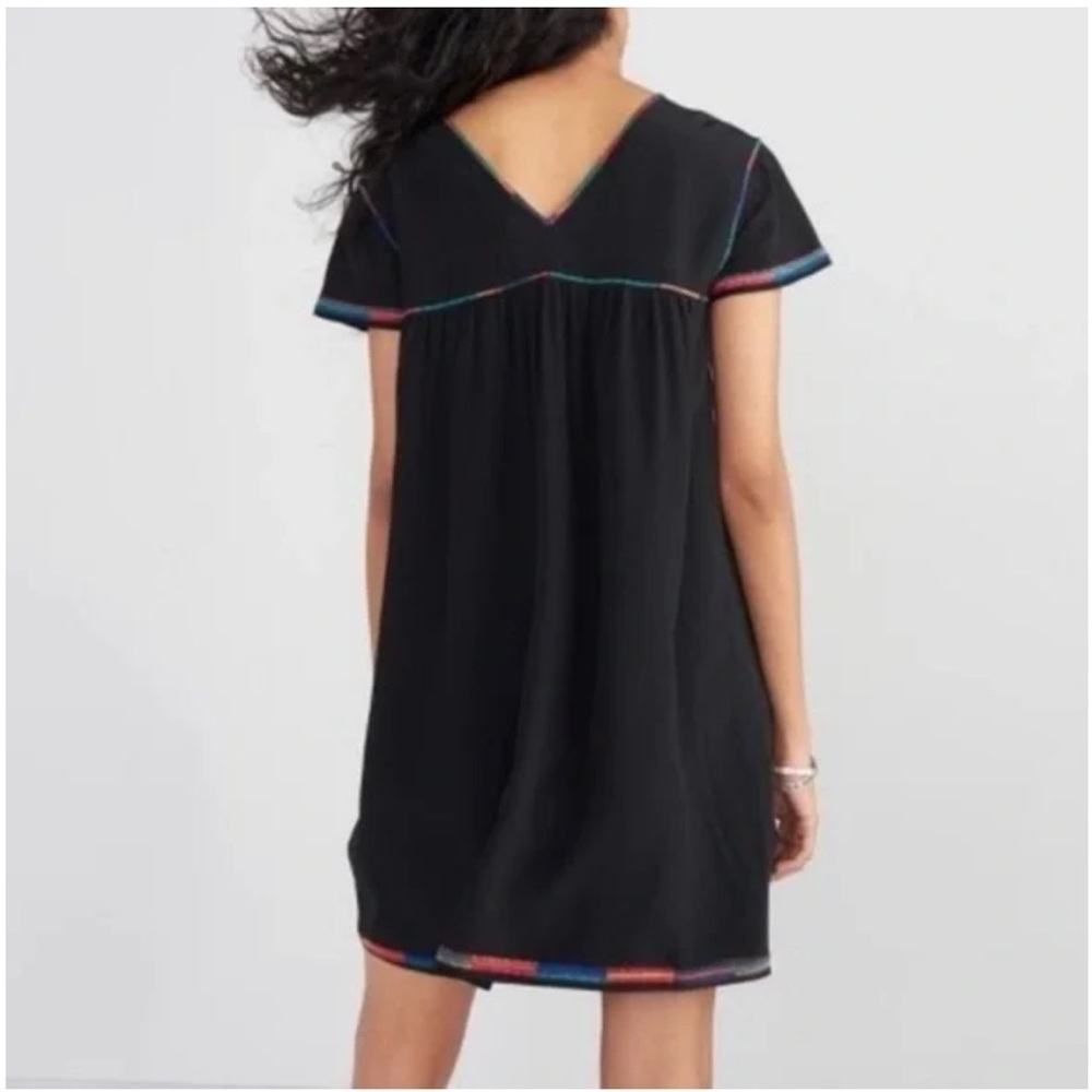 Madewell Silk V Neck Embroidered Dress - Picture 8 of 8